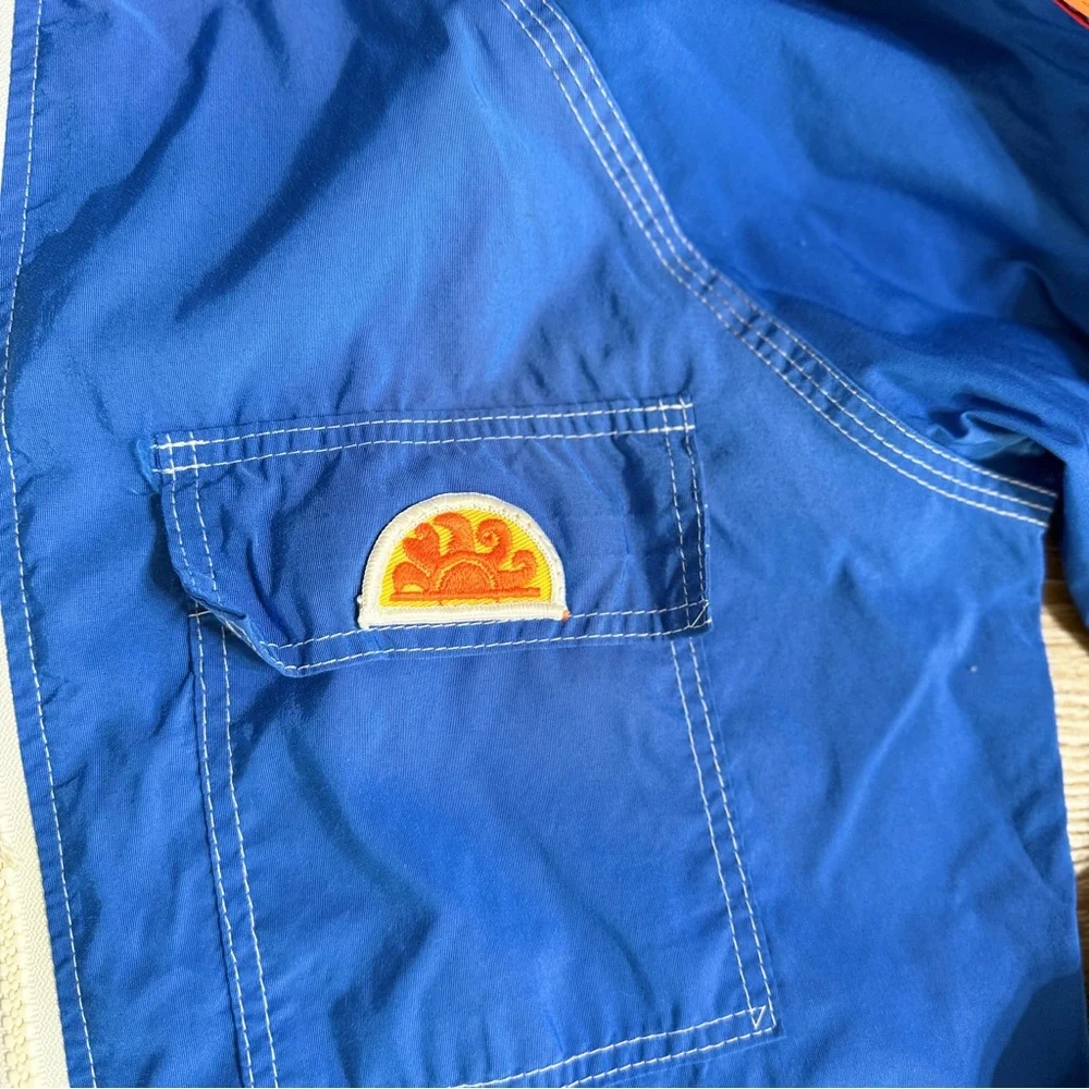 Deadstock Vintage Mens Sundek jacket Windbreaker Zip Surf Swim Blue Rainbow